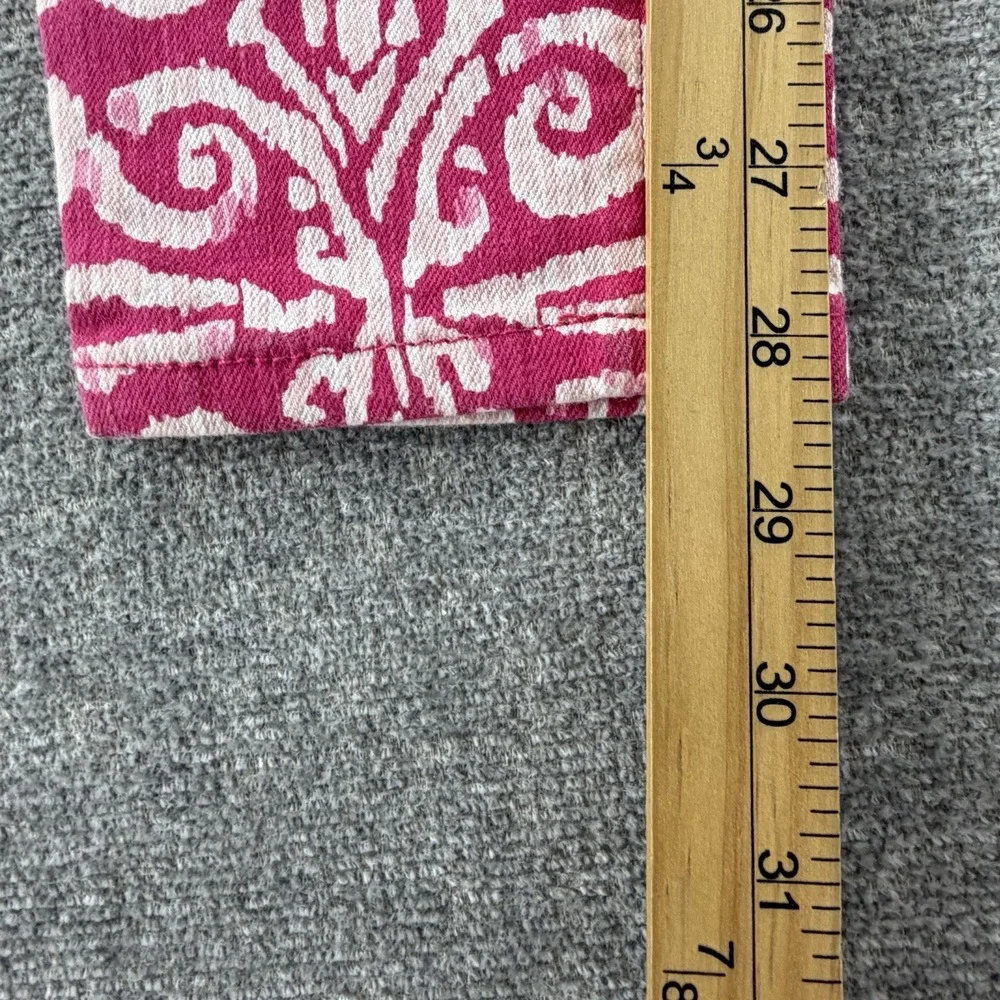Vineyard Vines Salt Island Skinny Jeans Women Size 0 Pink Tile Print Denim